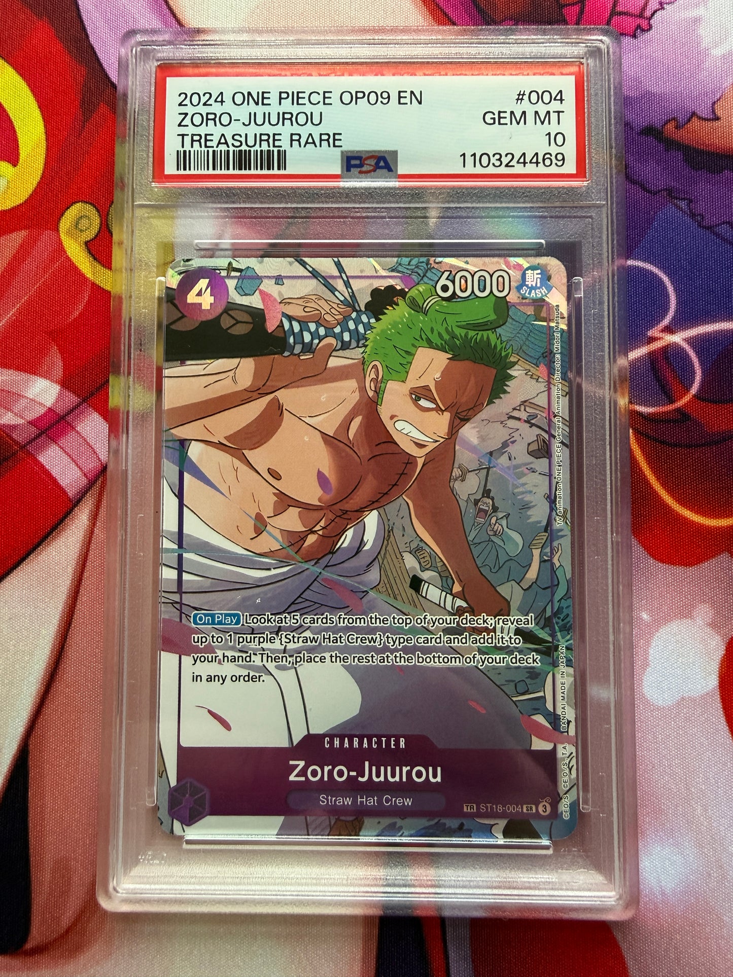 PSA 10 | 2024 One Piece OP09 | Zoro Treasure Rare | TR ST18-004