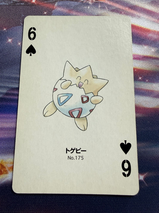 Togepi #175 | Silver Poker Deck | 6 of Spades