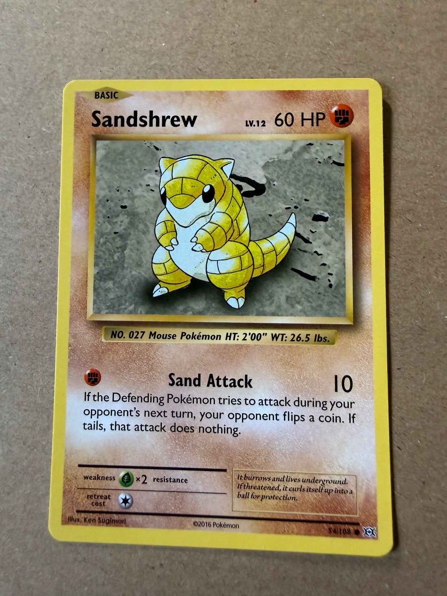 2016 XY Evolutions | Pokemon | Non-Holo Sandshrew #54