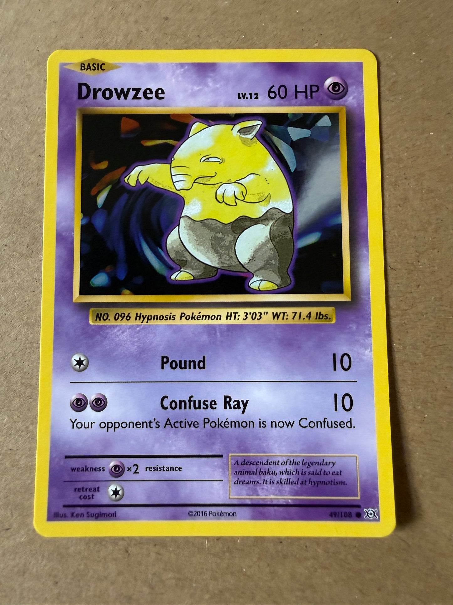 2016 XY Evolutions | Pokemon | Non-Holo Drowzee #49