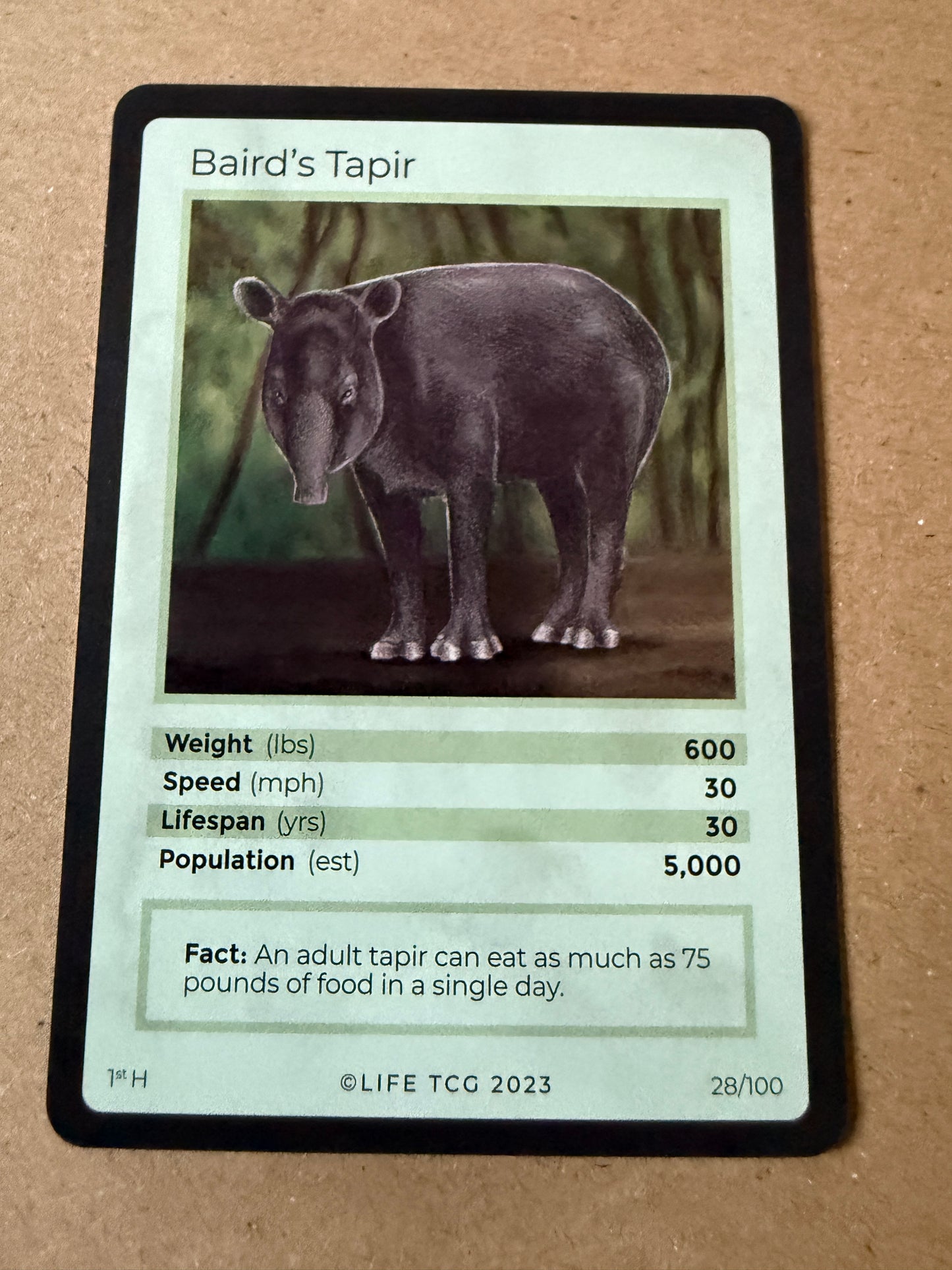 2023 LIFE TCG Mammals | Baird's Tapir Holo 1st #28