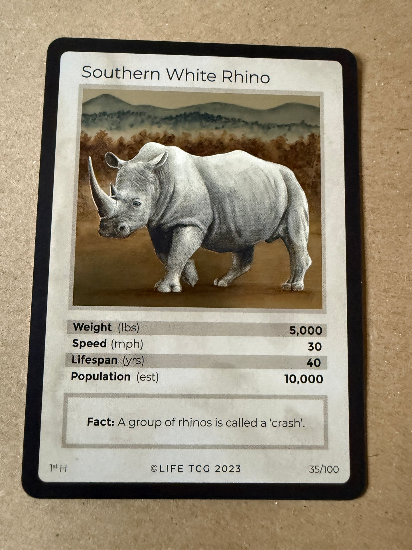 2023 LIFE TCG Mammals | Southern White Rhino Holo 1st #35