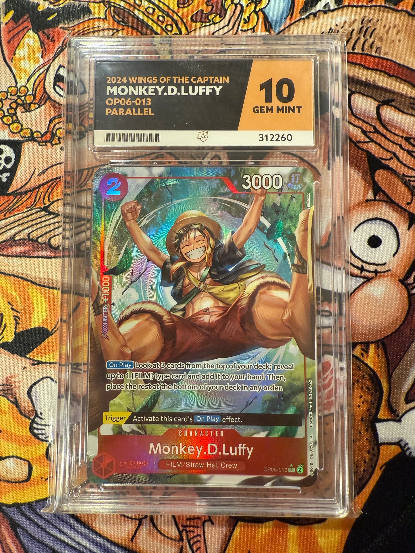 One Piece | English | 2024 Wings of the Captain | Monkey D Luffy | OP06-013 L* Alt | ACE Graded 10