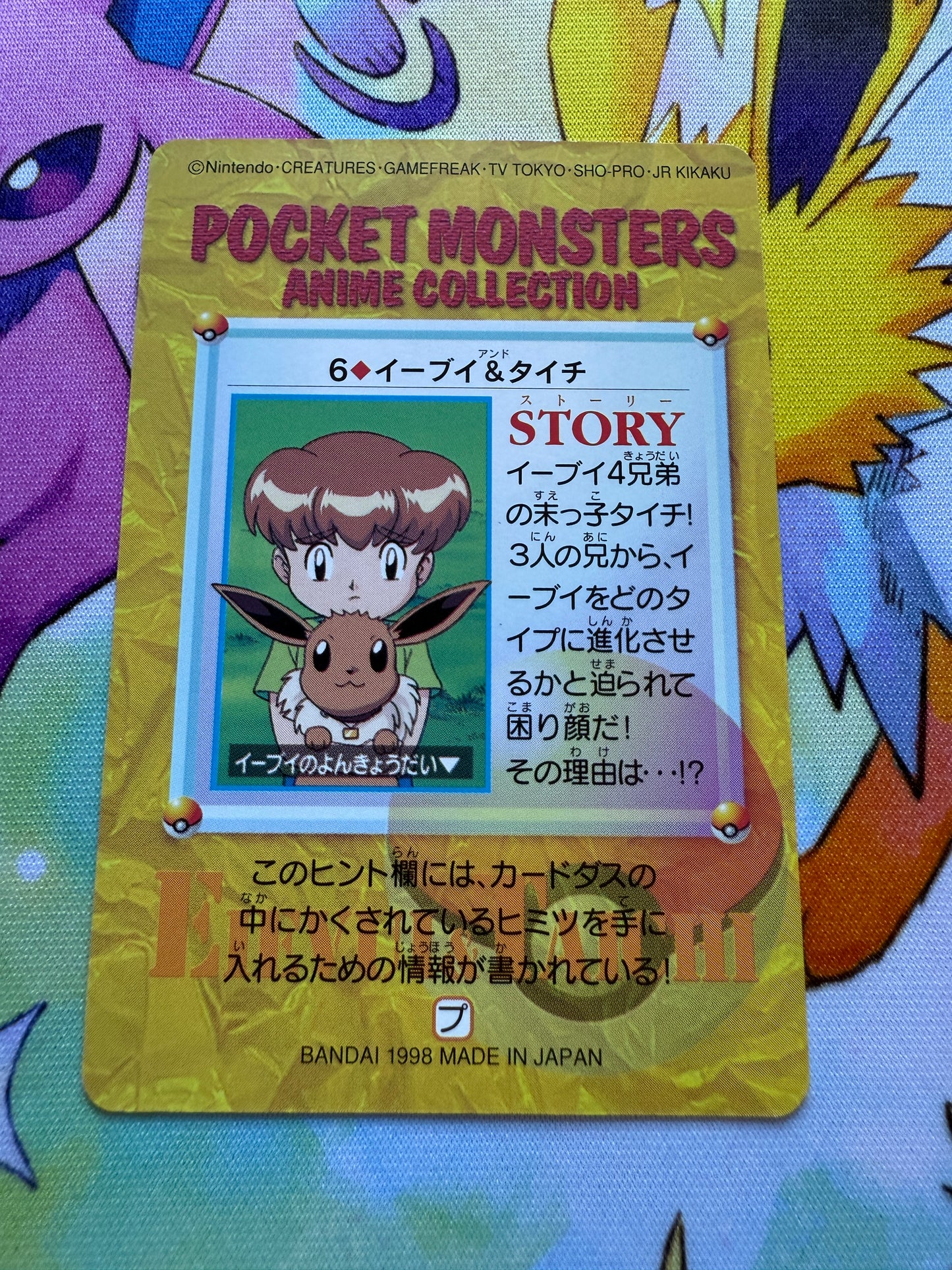 Eevee & Taichi #6 | Pokemon Japanese 1998 Carddass | Pocket Monsters Anime Collection