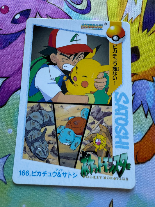 Pikachu & Ash #166 | Pokemon Japanese 1999 Carddass | Pocket Monsters Anime Collection