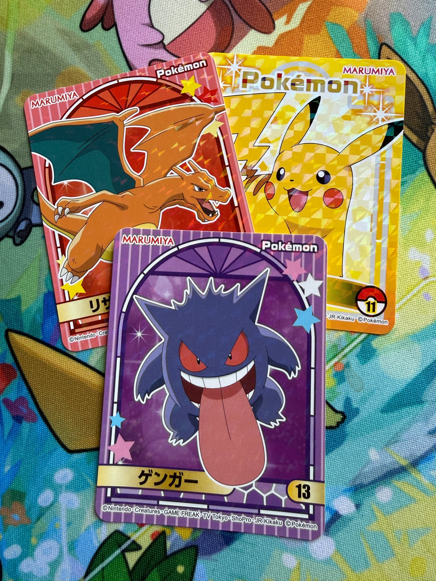 Set of 3 Marumiya Japanese Pokemon Stickers | Gengar, Pikachu and Charizard