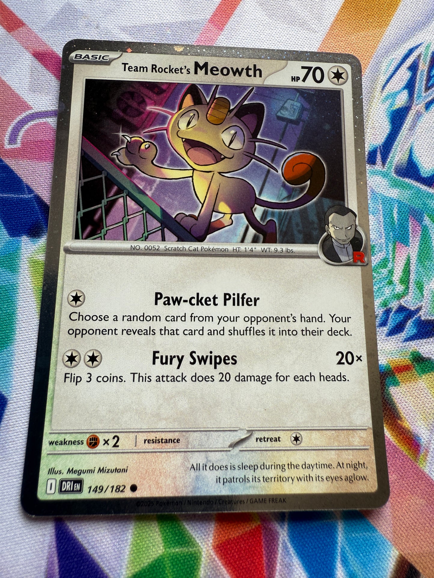 Team Rocket's Meowth #149 | Cosmic Holo | Pokemon | Destined Rivals