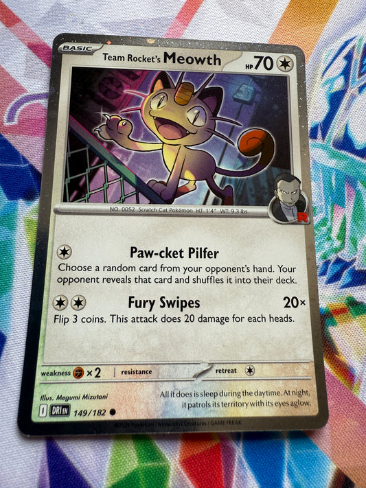 Team Rocket's Meowth #149 | Cosmic Holo | Pokemon | Destined Rivals