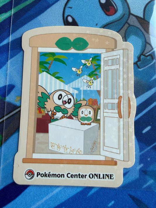 Pokemon Center Online | Nintendo | Award 'Door' Sticker | Rowlet Holo