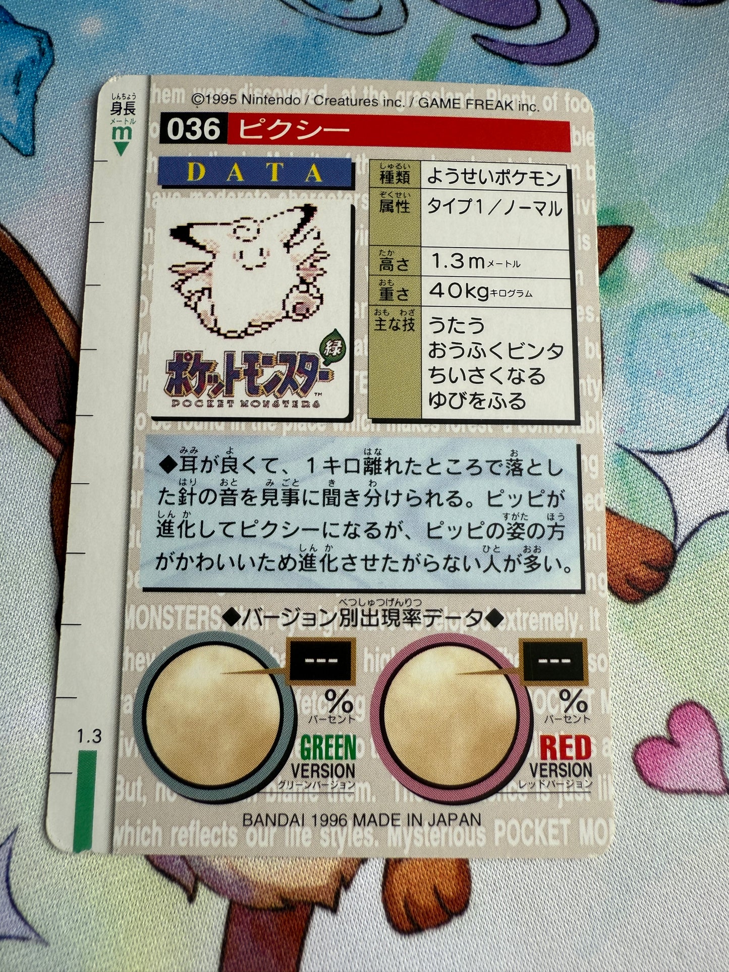 Clefable #36 | Carddass Green Monsters Collection | 1996