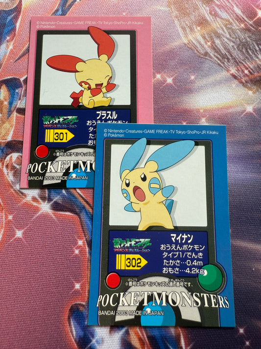 Plusle #301 & Minun #302 | Pokemon Kids Sticker | Japanese Bandai