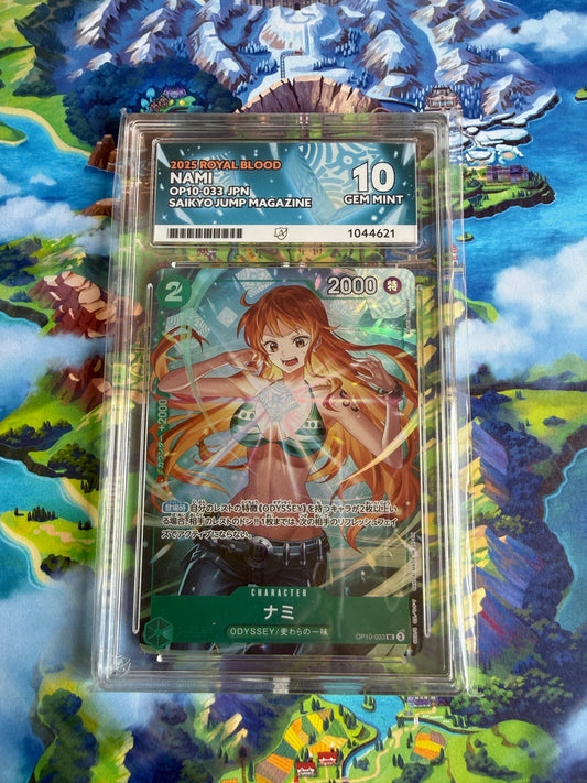 ACE 10 GEM MINT | One Piece Japanese 2025 Royal Blood Nami OP10-033 UC Saikyo Jump Magazine