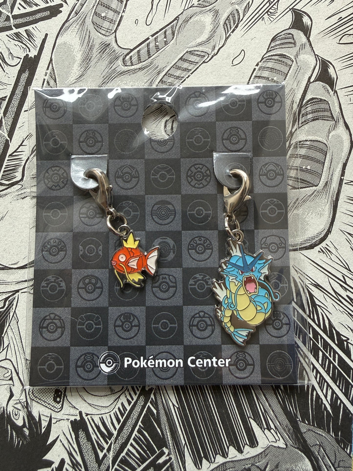 Pokemon Center Japan - 0129 / 0130 Magikarp & Gyarados Metal Charm / Keychain