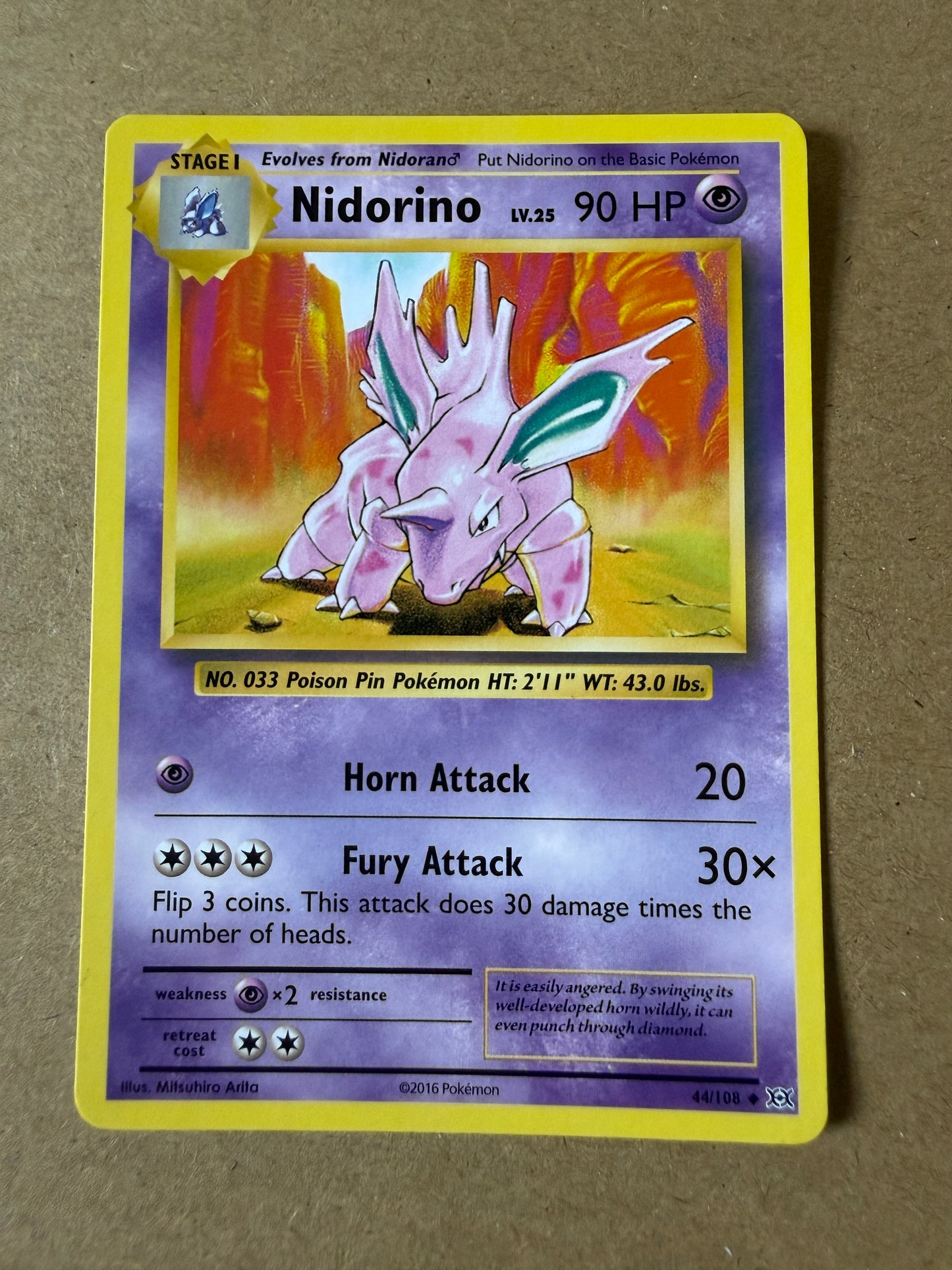 2016 XY Evolutions | Pokemon | Non-Holo Nidorino #44