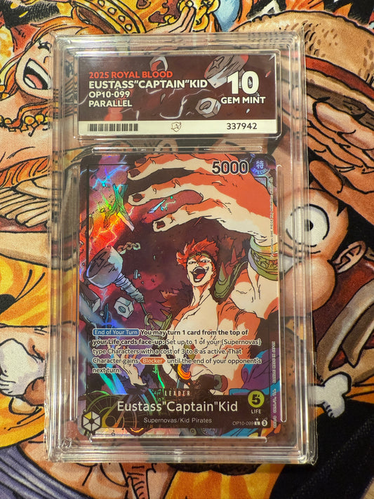 One Piece | English | 2025 Royal Blood | Eustass Captain Kid | OP10-099 L* Alt | ACE Graded 10