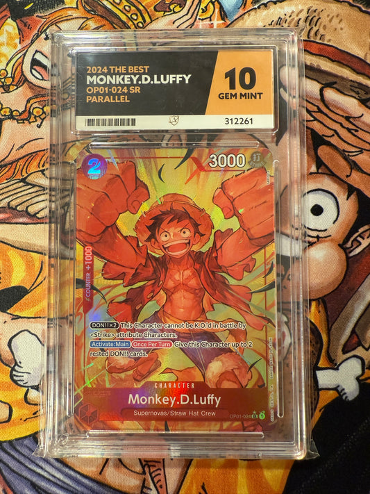 One Piece | English | 2024 The Best | Monkey D Luffy | OP01-024 SR* Alt | ACE Graded 10