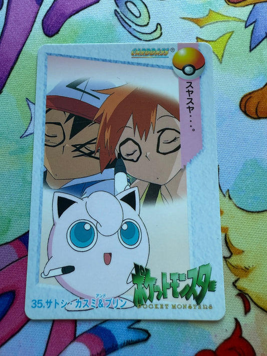 Ash, Jigglypuff, Misty #35 | Pokemon Japanese 1998 Carddass | Pocket Monsters Anime Collection